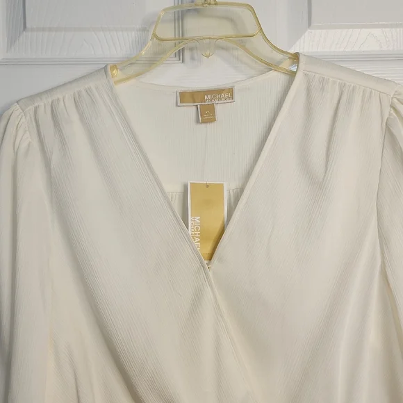 Michael Kors Cream Blouse with Peplum Hem - Picture 2 of 16